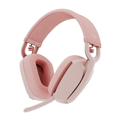 Logitech Zone Vibe 100 Lightweight Wireless Over Ear Headphones with Noise Canceling Microphone  Advanced Multipoint Bluetooth Headset  Works with Teams  Google Meet  Zoom  Mac/PC - Rose