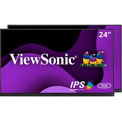 ViewSonic VG2448A-2_H2 24 Inch Dual Pack Head-Only 1080p IPS Monitor with Ultra-Thin Bezels  HDMI  DisplayPort  USB  and VGA for Home and Office