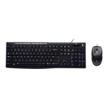 Logitech MK200 Media Combo  Keyboard/Mouse  Wired  USB  Black