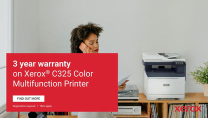 Xerox C325 A4 33ppm Wireless Duplex Copy/Print/Scan/Fax PS3 PCL5e/6 2 Trays Total 251 Sheets