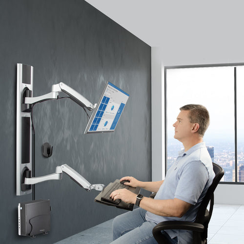 StarTech.com Wall Mount Workstation, VESA Mount For 32" Monitor (22lb/10kg), Fully Articulating Monitor Mount & Keyboard Tray - TAA
