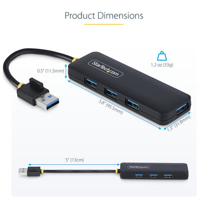StarTech.com 4-Port USB-A Hub, 5Gbps, Bus Powered, Small Travel Mini USB Hub, Multi-Port USB 3.0 Splitter, Portable USB Hub, Overcurrent Protection (OCP)