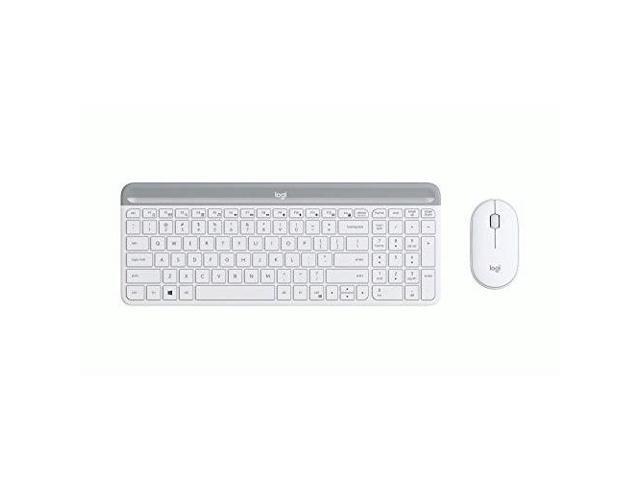 Logitech MK470 Slim Wireless Keyboard and Mouse Combo - Modern Compact Layout  Ultra Quiet  2.4 GHz USB Receiver  Off White