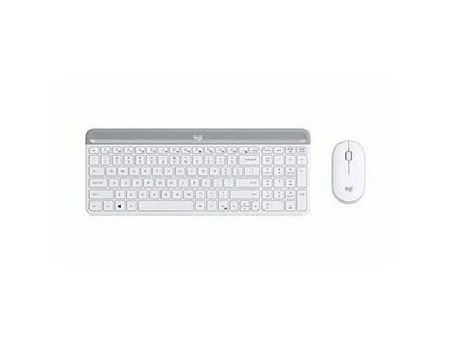 Logitech MK470 Slim Wireless Keyboard and Mouse Combo - Modern Compact Layout  Ultra Quiet  2.4 GHz USB Receiver  Off White