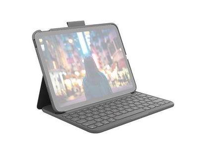 Logitech - Slim Folio Keyboard Case for Apple iPad - Latest Model - (10th Gen) - Oxford Gray