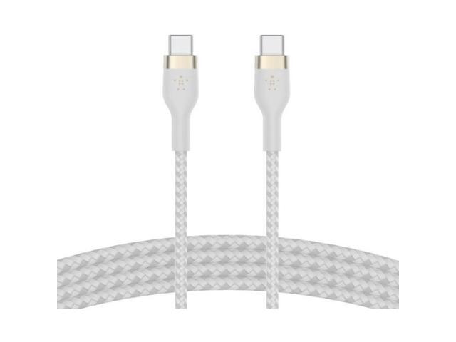 Belkin BoostCharge Pro Flex Braided USB-C to USB-C Charger Cable (2M/6.6FT)  USB-IF Fast Charging Cable for iPhone 16 Series  MacBook Pro  iPad Pro  Galaxy S25  S24  Nintendo Switch 2 & More - White