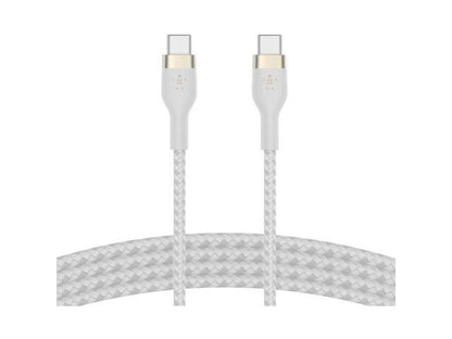 Belkin BoostCharge Pro Flex Braided USB-C to USB-C Charger Cable (2M/6.6FT)  USB-IF Fast Charging Cable for iPhone 16 Series  MacBook Pro  iPad Pro  Galaxy S25  S24  Nintendo Switch 2 & More - White