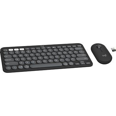 Logitech - Pebble 2 Combo Compact Wireless Scissor Keyboard and Mouse Bundle for Windows, macOS, iPadOS, Chrome - Graphite
