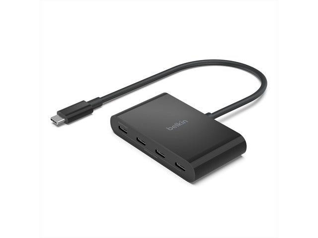 Belkin - Connect USB-C to 4-Port USB-C Hub, Multiport Adapter Dongle with 4 USB-C 3.2 Gen2 Ports & 100W PD with Max 10Gbps High - Black