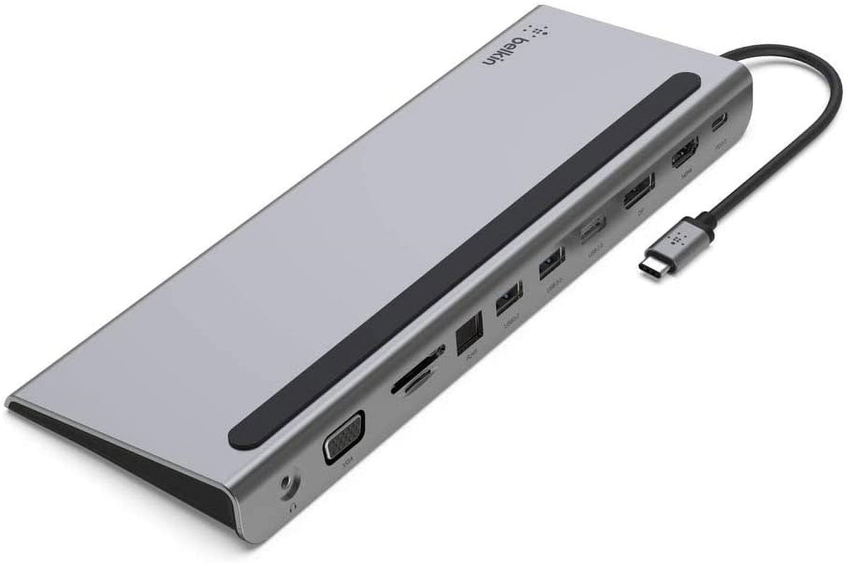 Belkin USB C Hub  11-in-1 Multi-Port Laptop Dock with 4K HDMI  DP  VGA  USB C Docking Station with 100W Power Delivery  USB A  Gigabit Ethernet  SD  MicroSD  3.5mm Port For MacBook Pro  Air and More