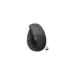 Logitech Lift Vertical Ergonomic Mouse  Wireless  Bluetooth or Logi Bolt USB Receiver  Quiet Clicks  4 Buttons  Graphite