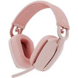 Logitech Zone Vibe 100 Lightweight Wireless Over Ear Headphones with Noise Canceling Microphone  Advanced Multipoint Bluetooth Headset  Works with Teams  Google Meet  Zoom  Mac/PC - Rose