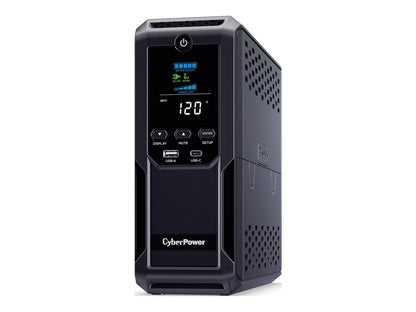 CyberPower CP1350AVRLCD3 Intelligent LCD UPS Systems - 1350VA/815W  120 VAC  NEMA 5-15P  Mini-Tower  12 Outlets