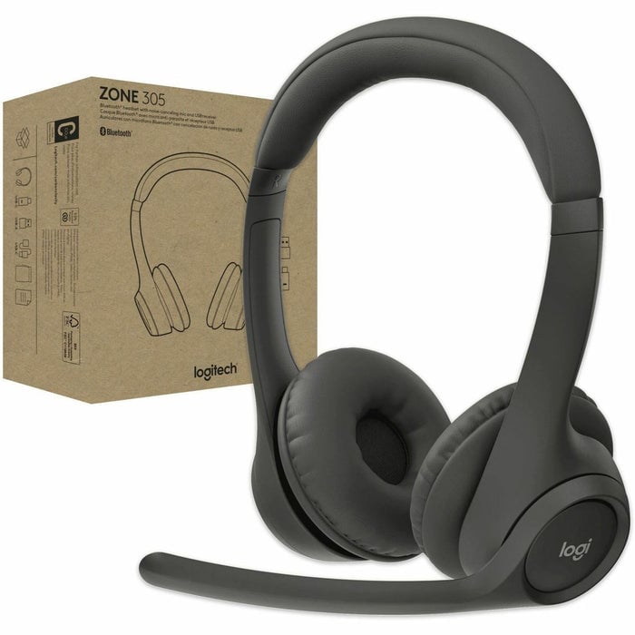 Logitech Zone 305 for Business  Wireless Bluetooth Headset With Microphone  Native Bluetooth  for Microsoft Teams  Black - Microsoft Teams Certification - Stereo - Wireless - Bluetooth - 98.4 ft - ...