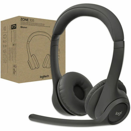 Logitech Zone 305 for Business  Wireless Bluetooth Headset With Microphone  Native Bluetooth  for Microsoft Teams  Black - Microsoft Teams Certification - Stereo - Wireless - Bluetooth - 98.4 ft - ...