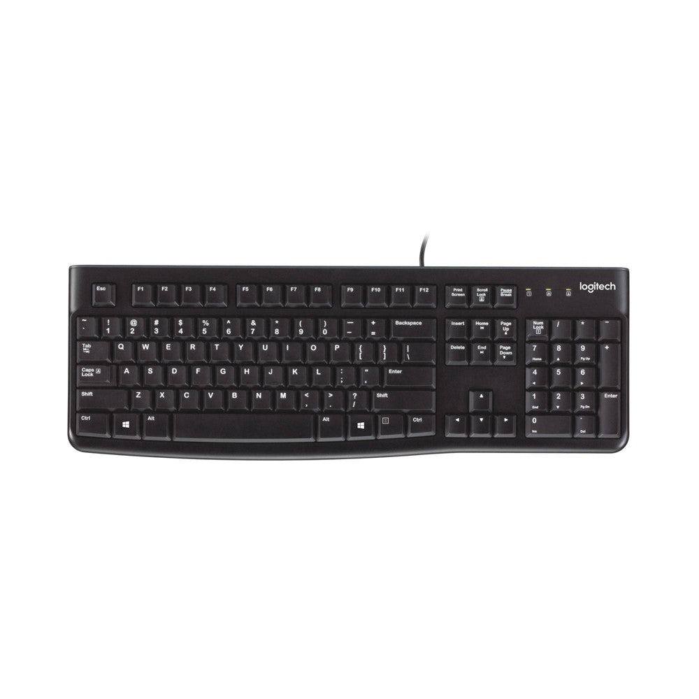 Logitech K120 Wired Keyboard for Windows  USB Plug-and-Play  Full-Size  Spill-Resistant  Curved Space Bar  Compatible with PC  Laptop  Black