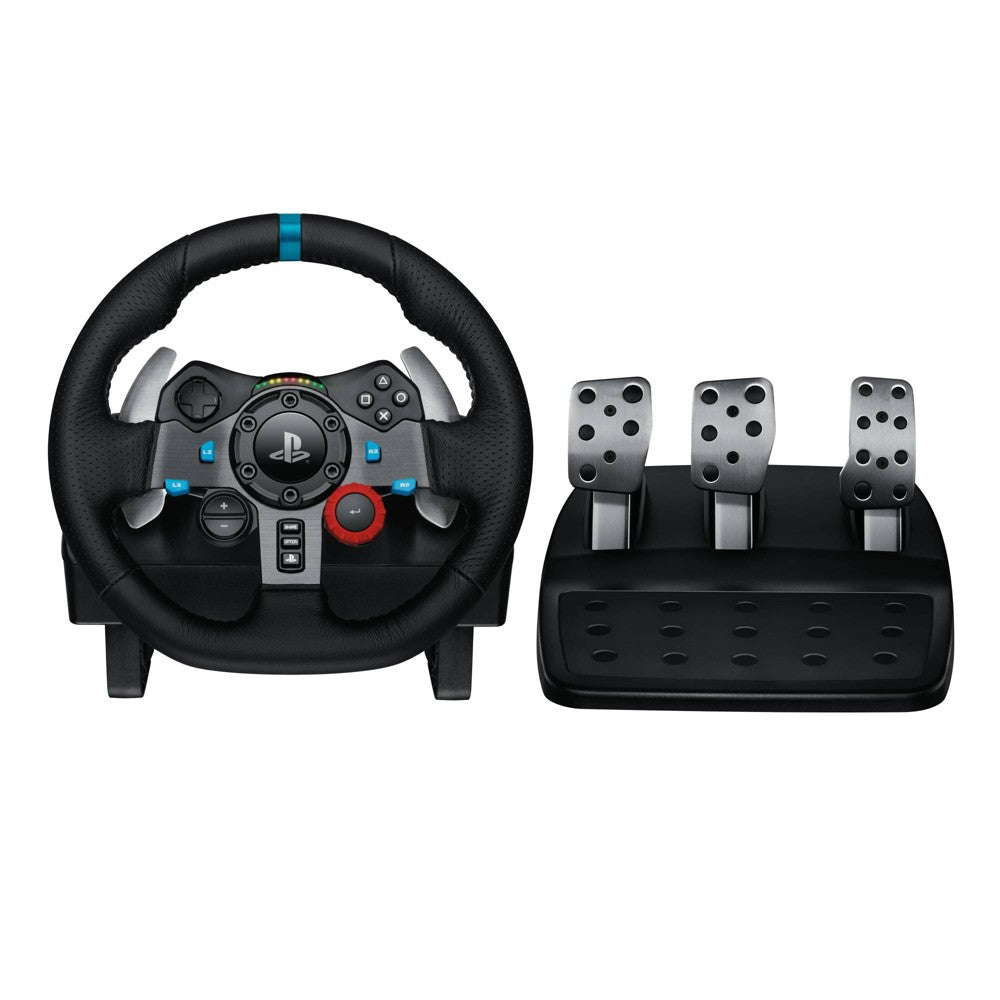 Logitech G29 Driving Force Racing Wheel and Floor Pedals  Real Force Feedback  Stainless Steel Paddle Shifters  Leather Steering Wheel Cover for PS5  PS4  PC  Mac - Black