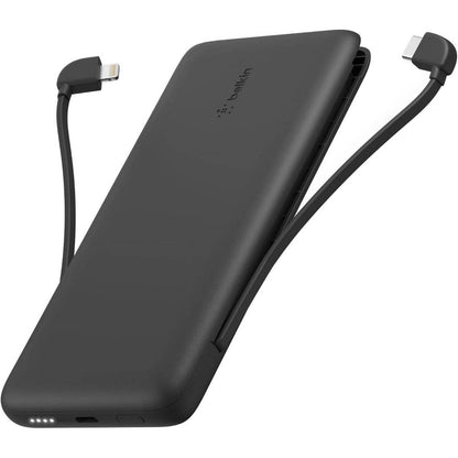 Belkin Power Bank  BoostCharge Plus 10k mAh Portable Charger w/Integrated Lightning Cable & USB-C Cable - iPhone Charger - Battery Pack for iPhone 16 Pro Max  iPhone 16  iPhone 15  iPhone 14 - Black