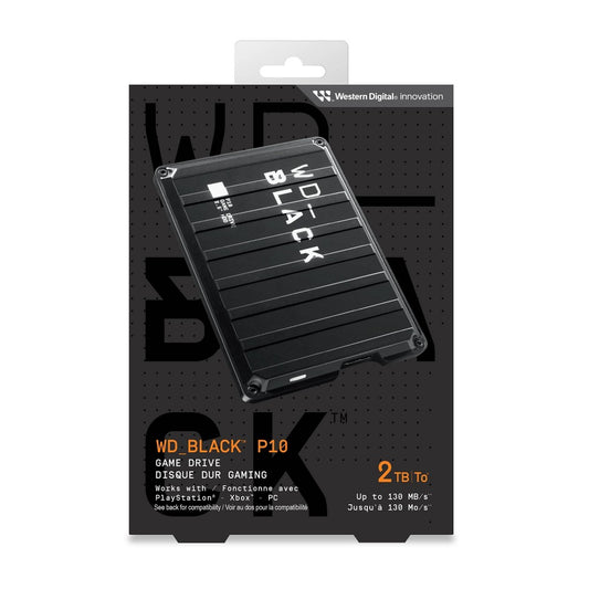 Western Digital BLACK P10 2TB External USB 3.2 Gen 1 Portable Hard Drive - Black: HDD for PS5, Xbox, macOS, Windows