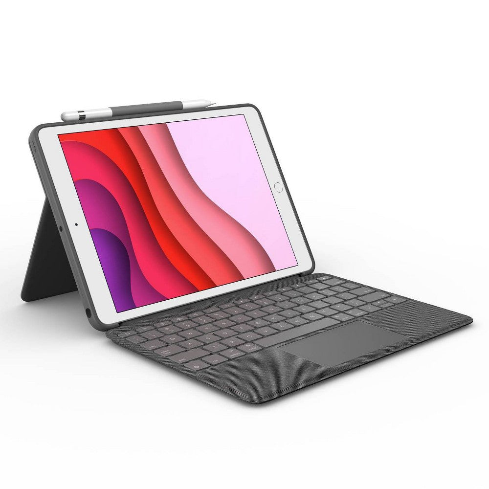 Logitech Combo Touch for iPad (7th  8th and 9th generation) keyboard case with trackpad  wireless keyboard  Smart Connector technology - Graphite