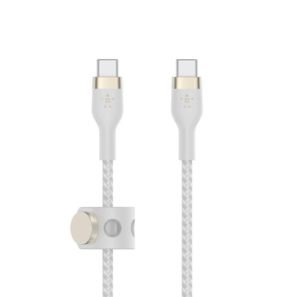 Belkin BoostCharge Pro Flex Braided USB-C to USB-C Charger Cable (2M/6.6FT)  USB-IF Fast Charging Cable for iPhone 16 Series  MacBook Pro  iPad Pro  Galaxy S25  S24  Nintendo Switch 2 & More - White