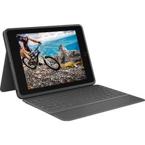 Logitech - Rugged Folio Keyboard Folio for Apple iPad (7th, 8th & 9th Gen) with Durable Spill-Proof Design - Graphite