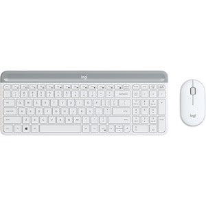 Logitech MK470 Slim Wireless Keyboard and Mouse Combo - Modern Compact Layout  Ultra Quiet  2.4 GHz USB Receiver  Off White