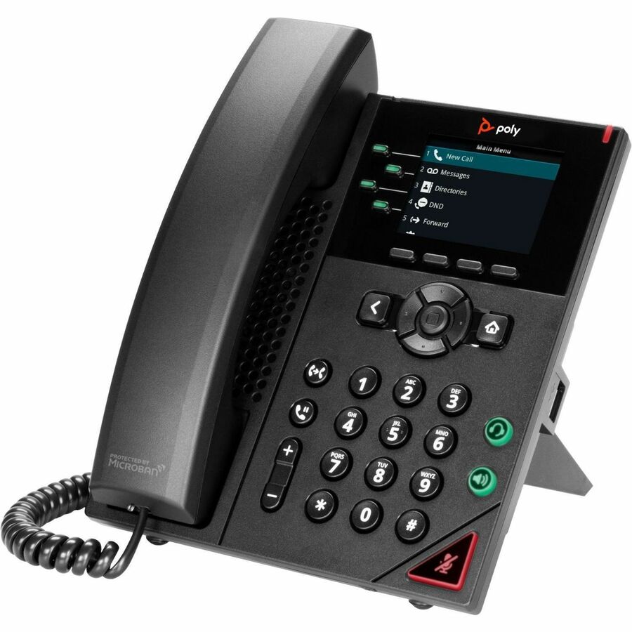 Poly VVX 250 IP Phone - Corded - Corded - Desktop  Wall Mountable - Black - VoIP - 2 x Network (RJ-45) - PoE Ports