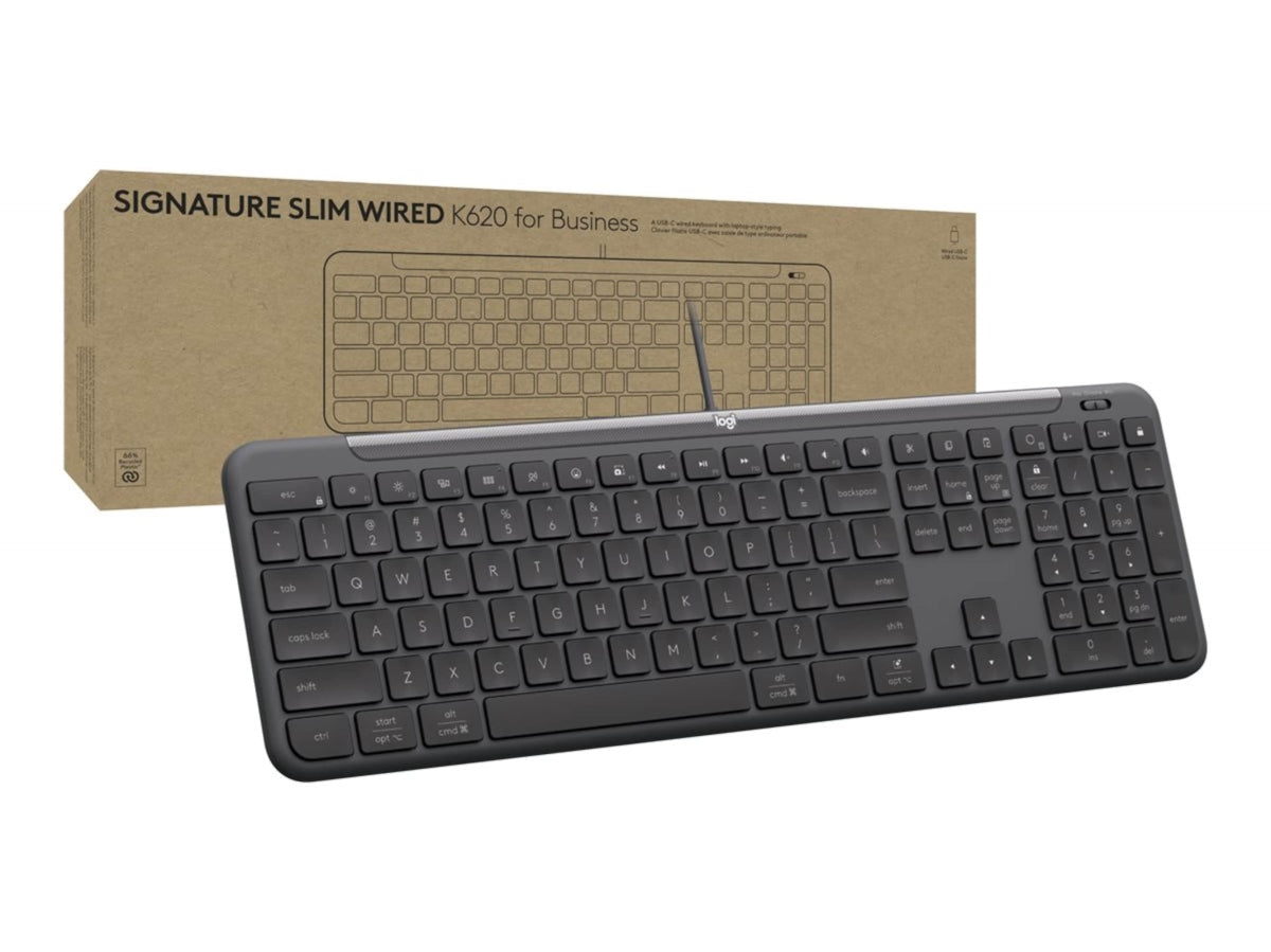 Logitech Signature Slim Wired K620 for Business  Full-Size Keyboard  Graphite