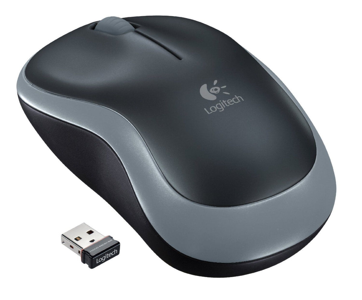 Logitech M185 Wireless Mouse  2.4GHz with USB Mini Receiver  12-Month Battery Life  1000 DPI Optical Tracking  Ambidextrous  Swift Gray