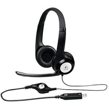 Logitech H390 Wired Headset  Stereo Headphones with Noise-Cancelling Microphone  USB  In-Line Controls  PC/Mac/Laptop - Black