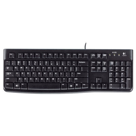 Logitech K120 Wired Keyboard for Windows  USB Plug-and-Play  Full-Size  Spill-Resistant  Curved Space Bar  Compatible with PC  Laptop  Black