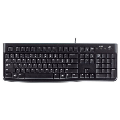 Logitech K120 Wired Keyboard for Windows  USB Plug-and-Play  Full-Size  Spill-Resistant  Curved Space Bar  Compatible with PC  Laptop  Black