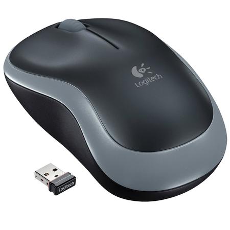 Logitech M185 Wireless Mouse  2.4GHz with USB Mini Receiver  12-Month Battery Life  1000 DPI Optical Tracking  Ambidextrous  Swift Gray