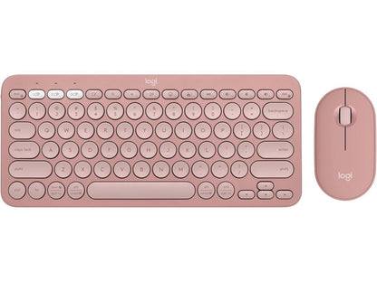 Logitech - Pebble 2 Combo Compact Wireless Scissor Keyboard and Mouse Bundle for Windows, macOS, iPadOS, Chrome - Rose