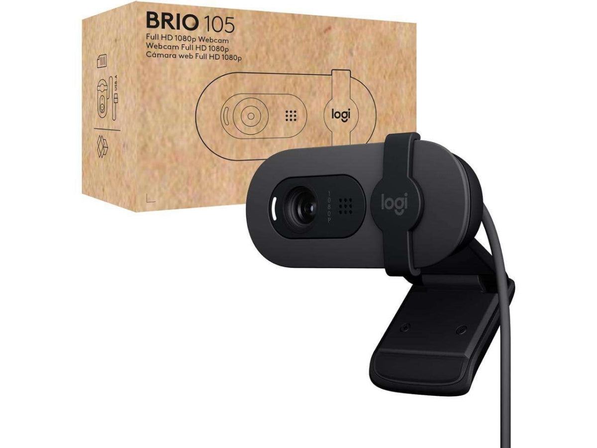 Logitech Brio 105 Full HD 1080p Business Webcam with Auto-Light Balance  USB-A  Privacy Shutter  Easy Set-Up  Compatible with Windows  macOS  ChromeOS