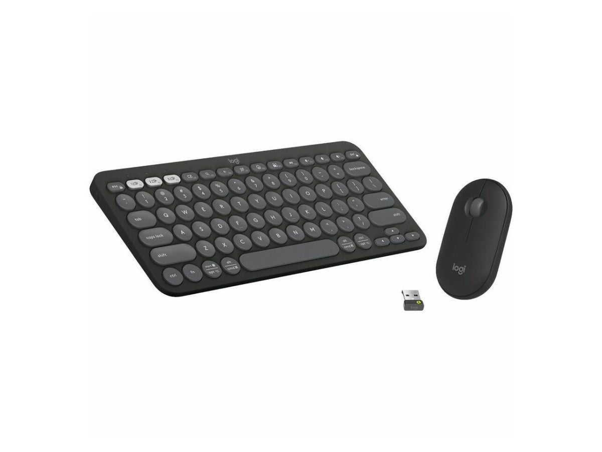 Logitech - Pebble 2 Combo Compact Wireless Scissor Keyboard and Mouse Bundle for Windows, macOS, iPadOS, Chrome - Graphite