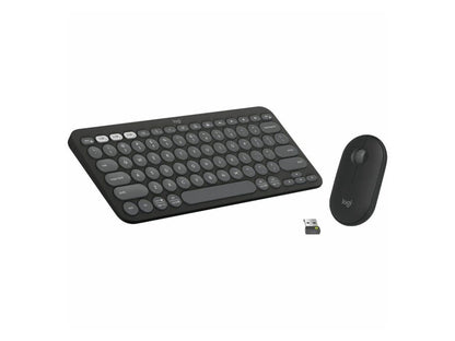 Logitech - Pebble 2 Combo Compact Wireless Scissor Keyboard and Mouse Bundle for Windows, macOS, iPadOS, Chrome - Graphite