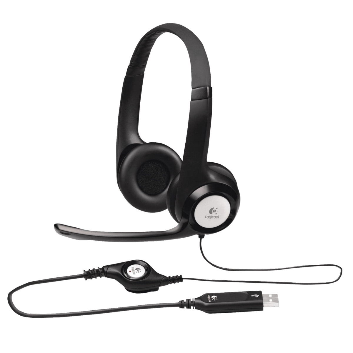 Logitech H390 Wired Headset  Stereo Headphones with Noise-Cancelling Microphone  USB  In-Line Controls  PC/Mac/Laptop - Black