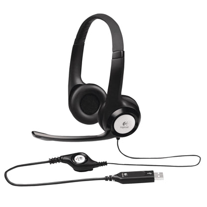 Logitech H390 Wired Headset  Stereo Headphones with Noise-Cancelling Microphone  USB  In-Line Controls  PC/Mac/Laptop - Black