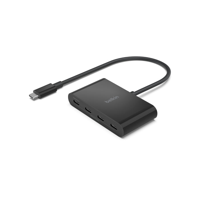 Belkin - Connect USB-C to 4-Port USB-C Hub, Multiport Adapter Dongle with 4 USB-C 3.2 Gen2 Ports & 100W PD with Max 10Gbps High - Black