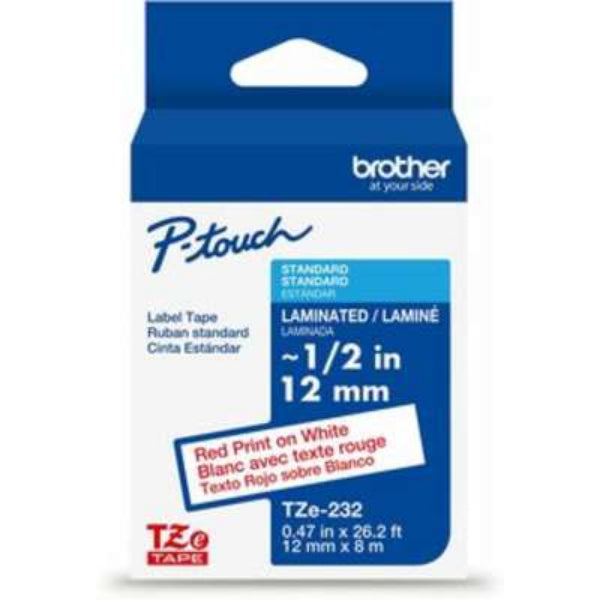 Brother P-touch TZe231 Label Tape  Laminated  Black on White  1/2in x 26.2ft  1 Roll