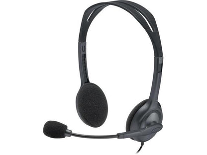 Logitech H111 Stero Headset - Stereo - Mini-phone (3.5mm) - Wired - 20 Hz - 20 kHz - Over-the-head - Binaural - Supra-aural - 7.71 ft Cable - Bi-directional Microphone - Black  Graphite