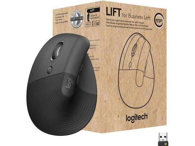 Logitech Lift for Business Left  Vertical Ergonomic Mouse - Left-Handed  Wireless  Bluetooth or Secured Logi Bolt USB  Quiet clicks  Globally Certified  Windows/Mac/Chrome/Linux - Graphite