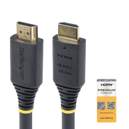 StarTech.com 25ft (7.6m) Premium Certified High Speed HDMI Cable, 4K 60Hz/1440p 144Hz, HDR10/HDCP 2.2/ARC, 18Gbps, UHD HDMI 2.0 Cord for TV/Monitor/Display, TPE Jacket