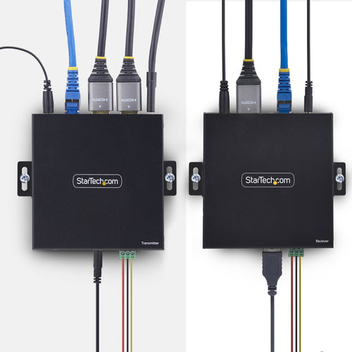 StarTech.com HDMI KVM Extender Over IP Network, 4K 60Hz, Driverless, HDMI and USB Over Ethernet/CAT6, AVoIP, Transmitter and Receiver Kit, Includes Mounting Kits