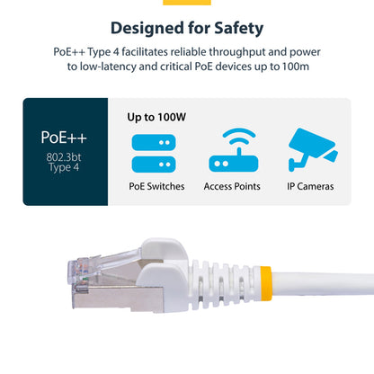 StarTech.com 6ft White CAT8 Ethernet Cable, Snagless RJ45, 25G/40G, 2000MHz, 100W PoE++, S/FTP, 26AWG Pure Bare Copper Wire, LSZH, Shielded Network Patch Cord w/Strain Reliefs, Individually Tested