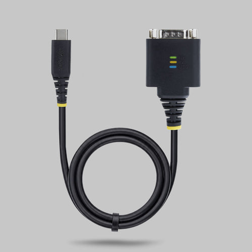 StarTech.com 1ft (30cm) USB-C to Serial Adapter Cable, COM Retention, FTDI Chipset, Type-C to Male DB9 RS232, Status LEDs, Interchangeable DB9 Screws and Nuts