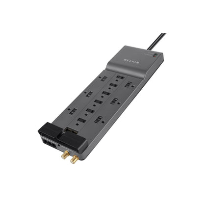 Belkin Power Strip Surge Protector with 12 AC Multiple Outlets  10 ft Long Flat Plug Heavy Duty Extension Cord for Home  Office  Travel  Computer Desktop  Laptop