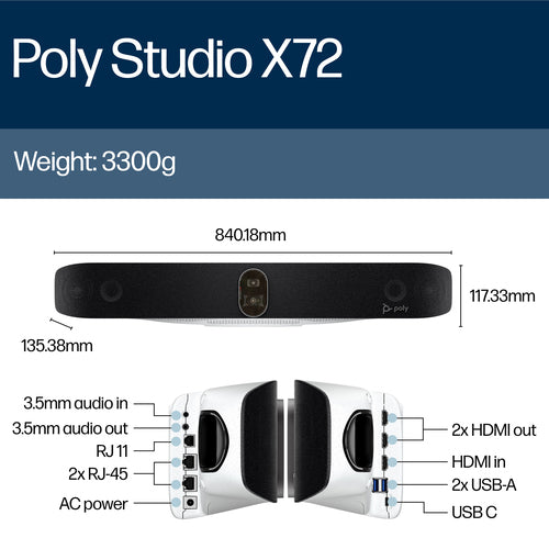 HP Poly Studio X72 All-In-One Video Bar